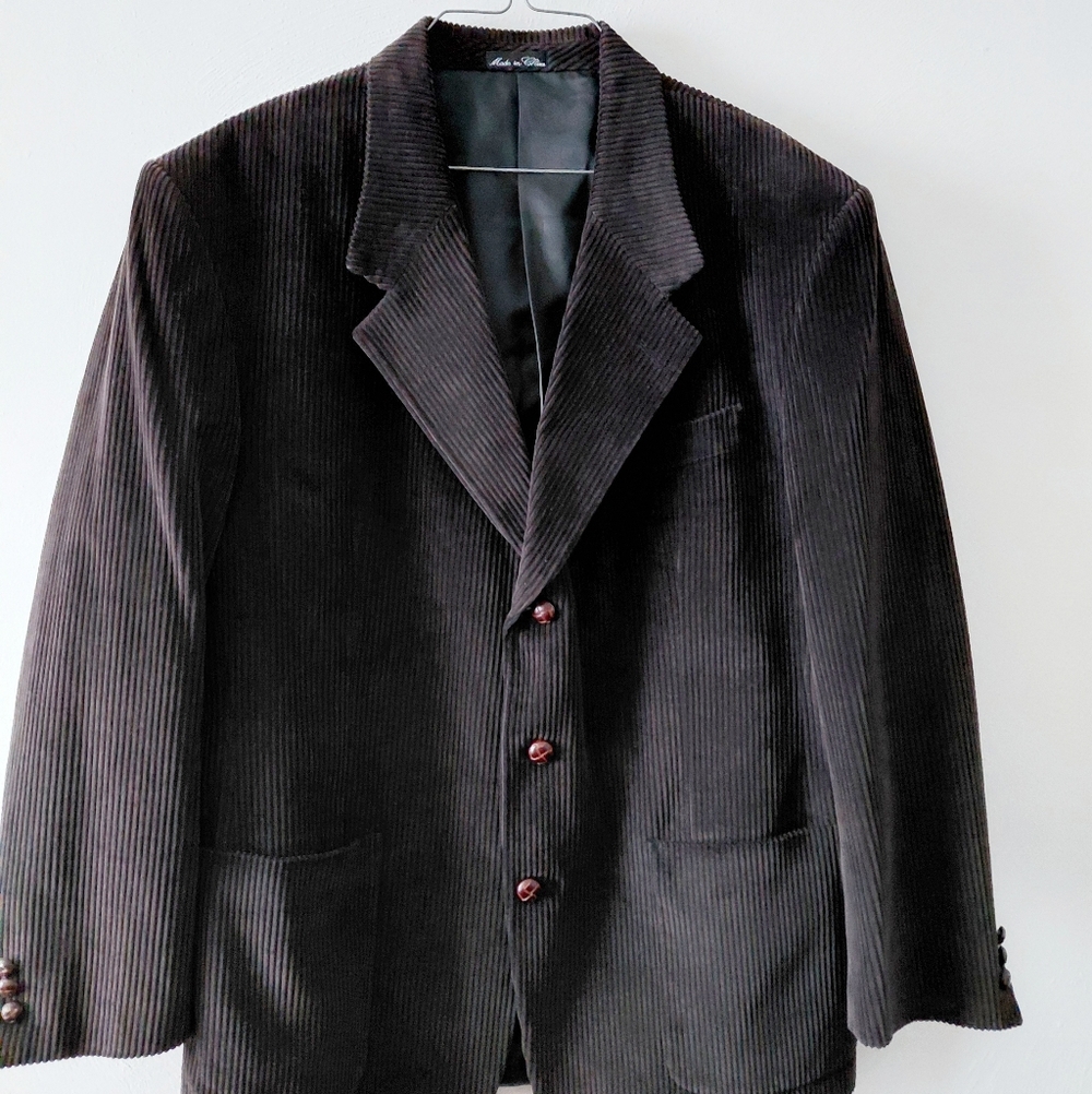 ZAGATO Men's Dark  Brown Curduroy Button Down  Jacket - 42R